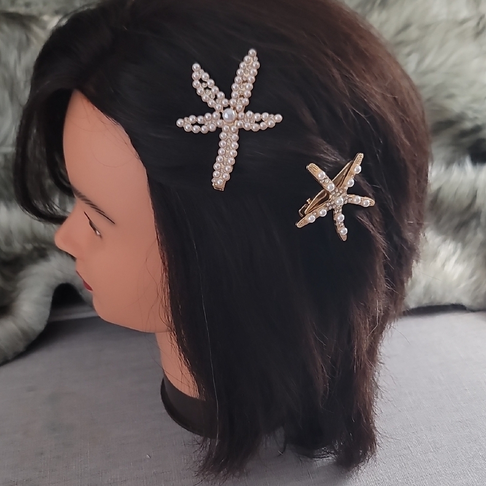 Chic Starfish Pearl Hair Clips set of 2